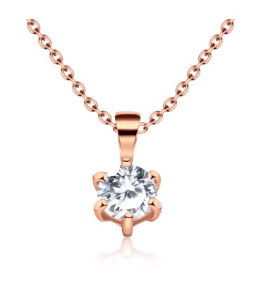 Rose Gold Plated CZ Motive 925 Silver Necklace SPE-972-RO-GP